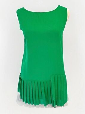 Banana Republic Kelly Green Pleated Hem Silky Lightweight Top Tank - Size M
